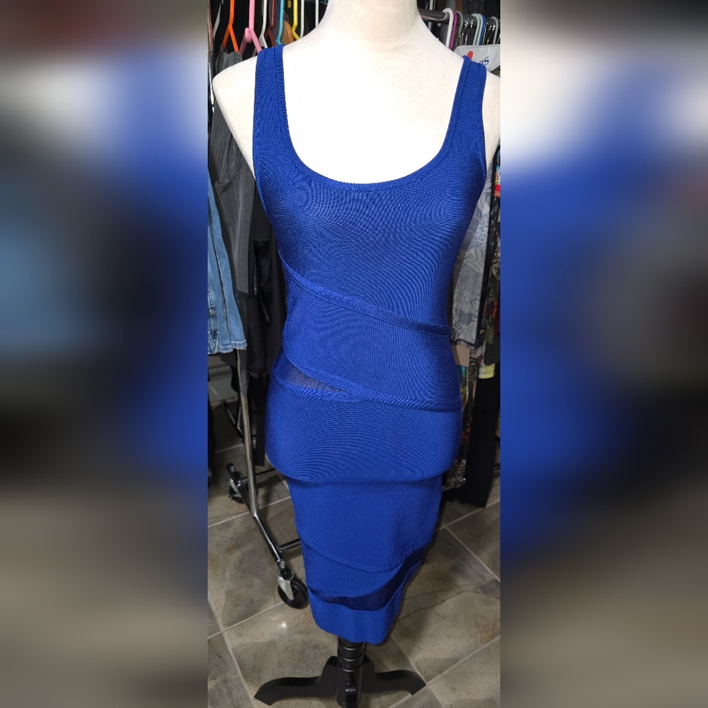 bebe Royal Blue Asymmetrical Dress
